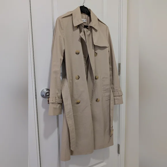 Mango Beige Double-Breasted Trench Coat with Belt - Picture 3 of 14